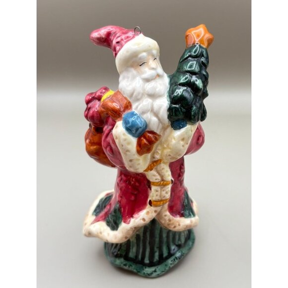 Santa Claus Christmas Tree Ornament Holding Tree Gift Bag Holiday Decor - Picture 6 of 7